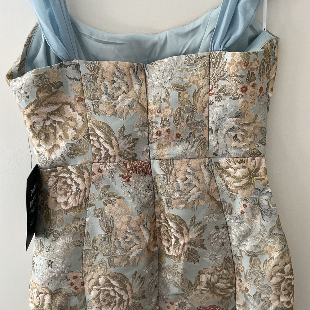 Lulus Captivating Personality Light Blue Floral Jacquard Bustier Mini Dress NWT - Picture 9 of 15